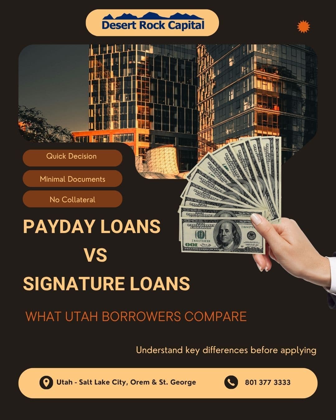Why Utah Borrowers Compare Payday Loans and Signature Loans